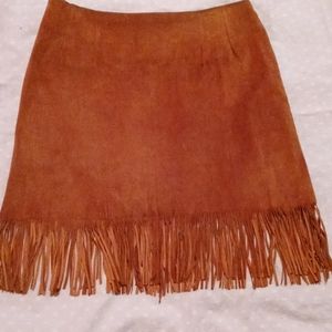 Suede leather skirt